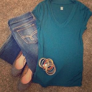 🎉TRADED🎉Deep teal short sleeve shirt