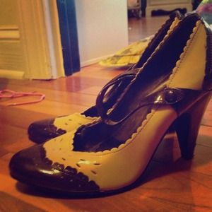 Tan and Brown Wingtip Heel