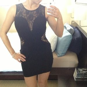 Black lace evening dress