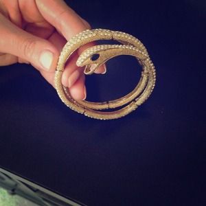 Gold & rhinestone snake bracelet