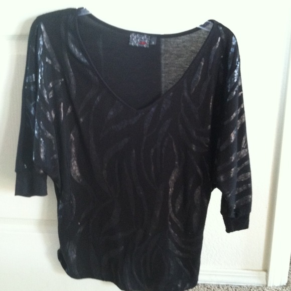 Black shiny blouse sweater