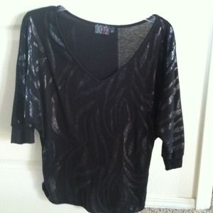 Black shiny blouse sweater