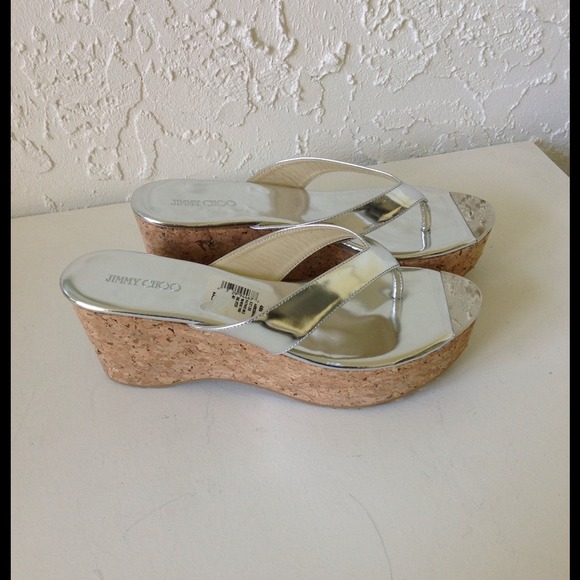 🚫SOLD🚫Jimmy Choo Silver Patent Wedge Sandals