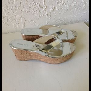🚫SOLD🚫Jimmy Choo Silver Patent Wedge Sandals