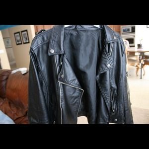 Black biker style leather jacket