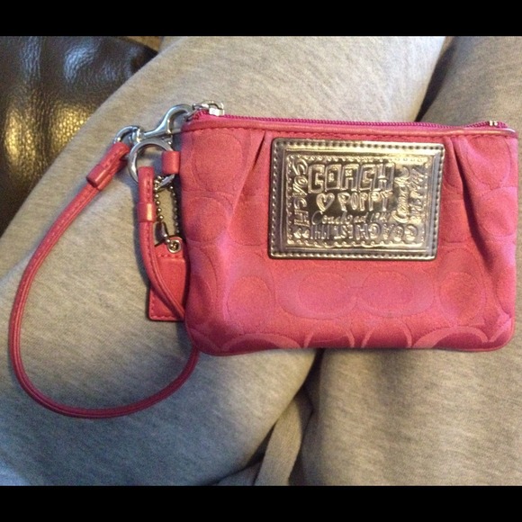 SOLD---Authentic Bright Pink Coach Wristlet