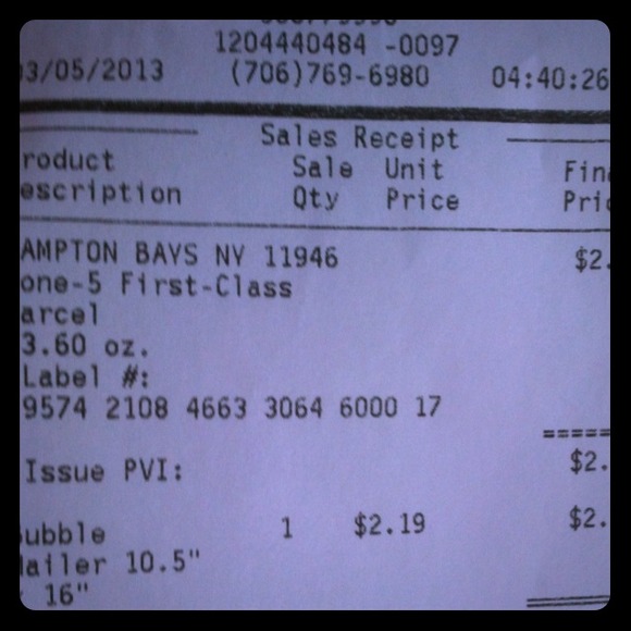 proof of package & shipment