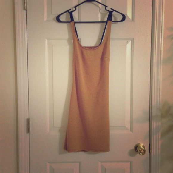 Tan double spaghetti string dress w/ back opening