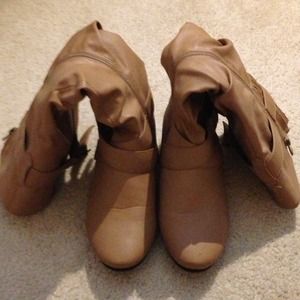 Brown Cathy Faux Leather Boots