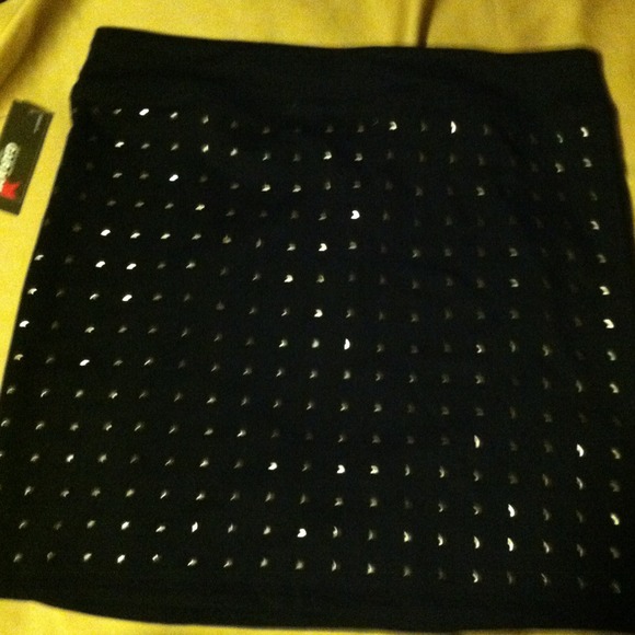 Black studded mini skirt