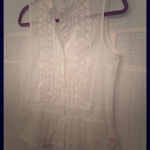Sheer White Lace Button Up/Down Top