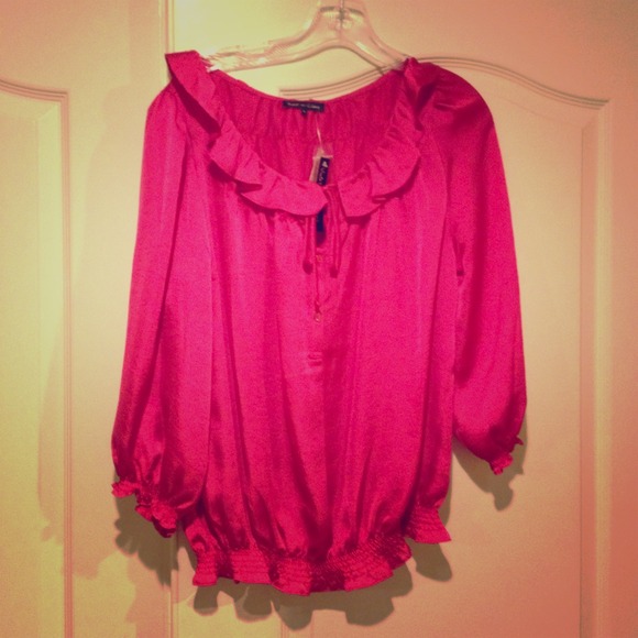 Violet & Claire Tops - Hot pink silk ruffled blouse. NWT!