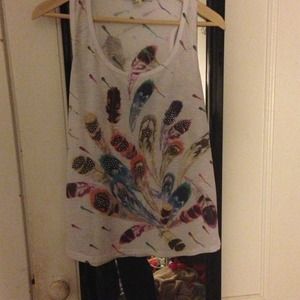 White feather tank with sequins