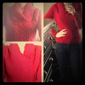 Cable knit red sweater