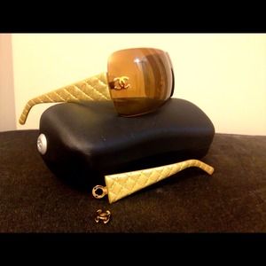$500 Chanel Sunglasses Quilted Leather Brown