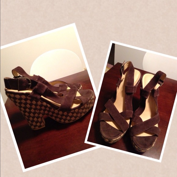 Brown suede wedge sandal