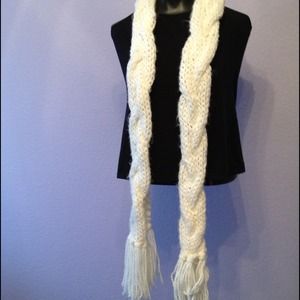 Braided Cream Knit Scarf