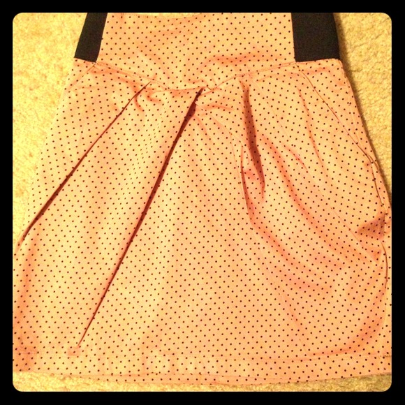 Light pink polka dot tulip mini skirt