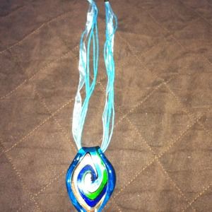 🚫Bundled Beautiful summer glass blue necklace