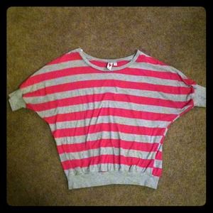 Grey and pink striped top