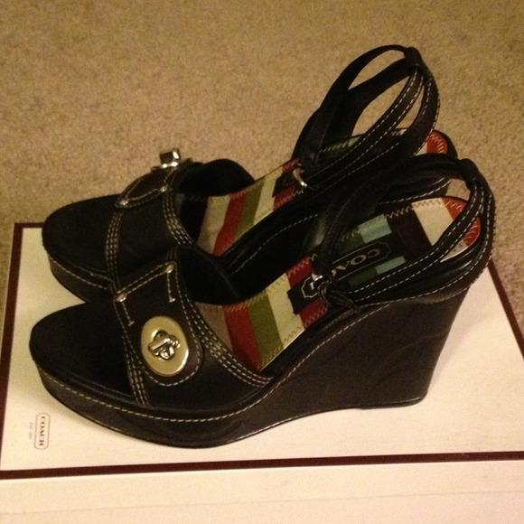 Coach Wedges with Silver Buckles