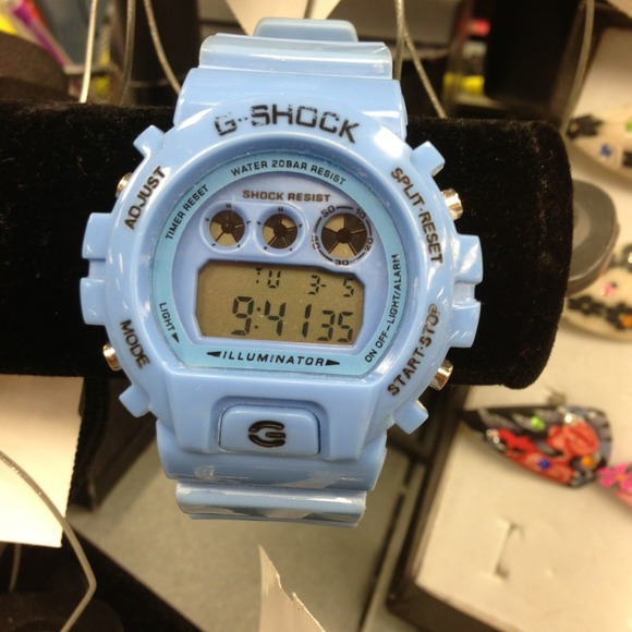 G shock watch in baby blue