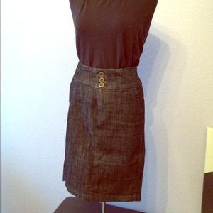 3 Button High Waisted Blue/Gray Denim Skirt
