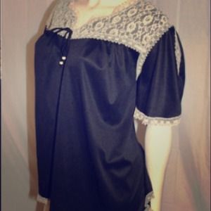 Black & Lace Vintage Blouse