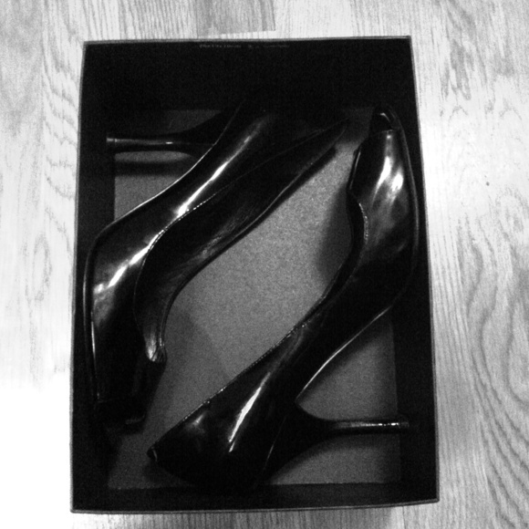 Enzo Angiolini Shoes - Enzo Angiolini Black Patent Peep Toe Pumps