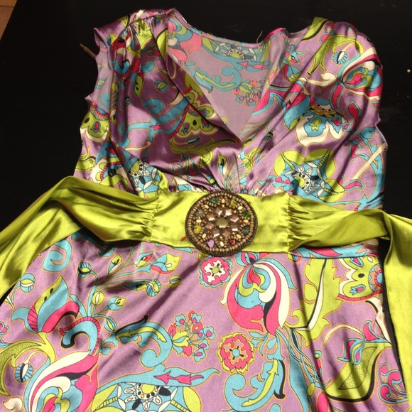 Short sleeve, silky, multi color shirt