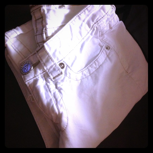 BEBE Bootcut white jeans