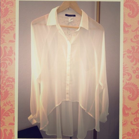 **Sold** High low chiffon button down top