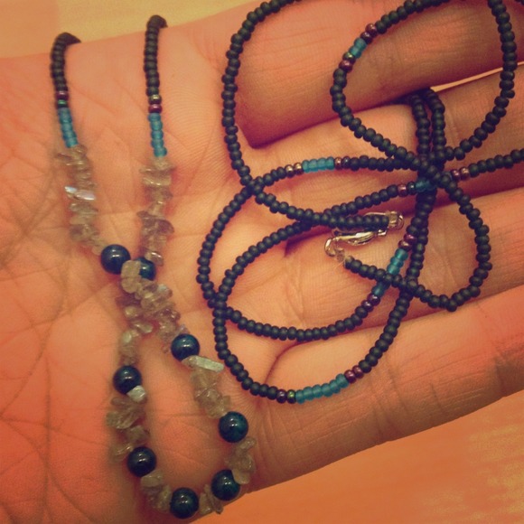 Beautiful jade and tanzanite hand beaded necklace