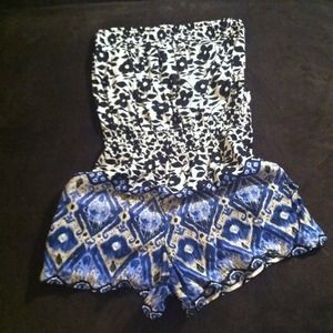 Printed halter top romper
