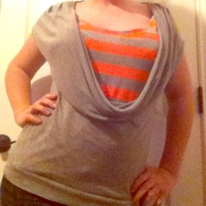 Neon Orange & Grey Top
