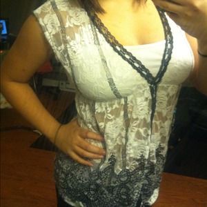Black and White Lace Top
