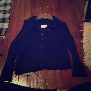 Navy knit zip up sweater