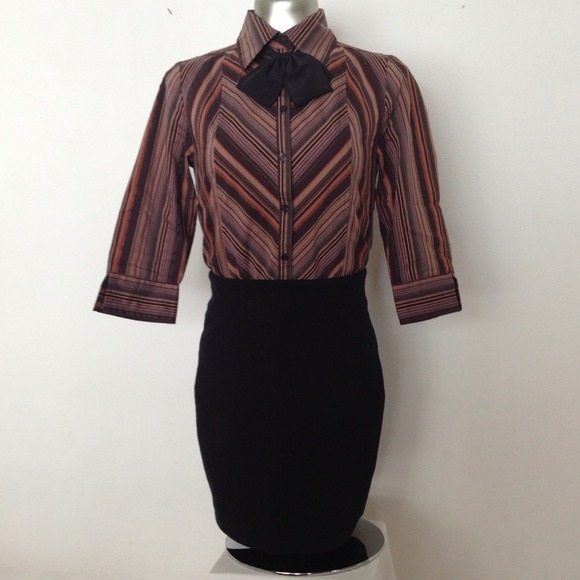 mitred stripe button up blouse - Picture 2 of 3