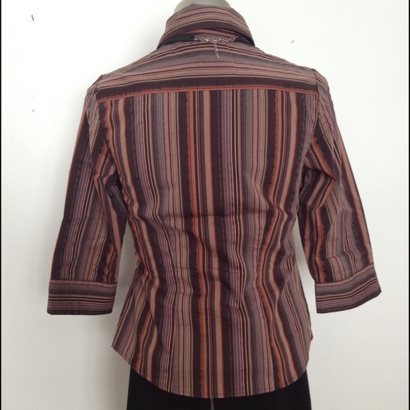 mitred stripe button up blouse - Picture 3 of 3