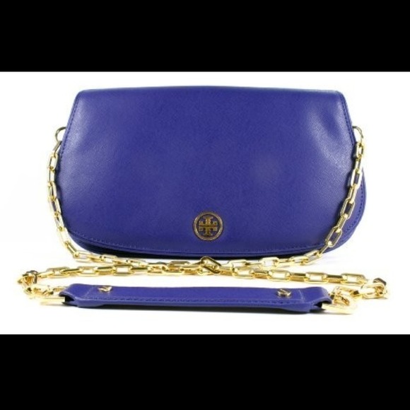 Tory Burch blue Robinson Clutch