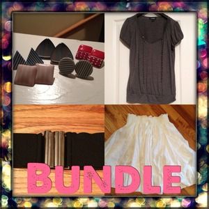 Bundle /earrings, skirt, top, belt/