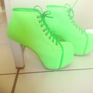 Jeffrey Campbell Lita Green Mesh Size 8