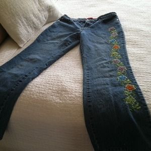 Beaded and embroided jeans