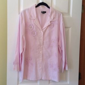 Embroider/pearls Pink Shirt