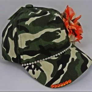 Baby Girl Camo Hat with Flower/Swarovski Crystals
