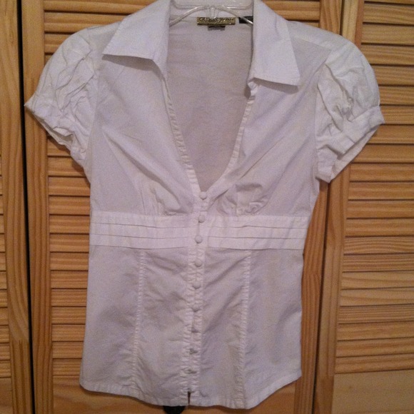 cap sleeve button down blouse