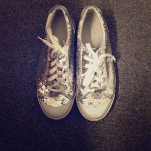 Silver Sequined Converse Style Coach