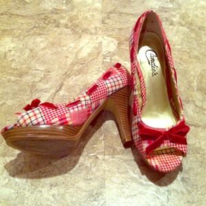 Candies peep toe red shoes