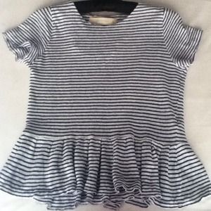 White peplum with navy stripes