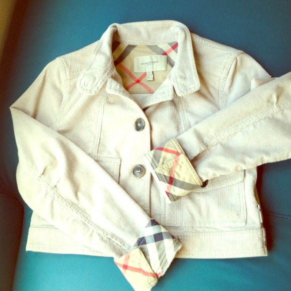 Burberry cropped moto jacket in light grey